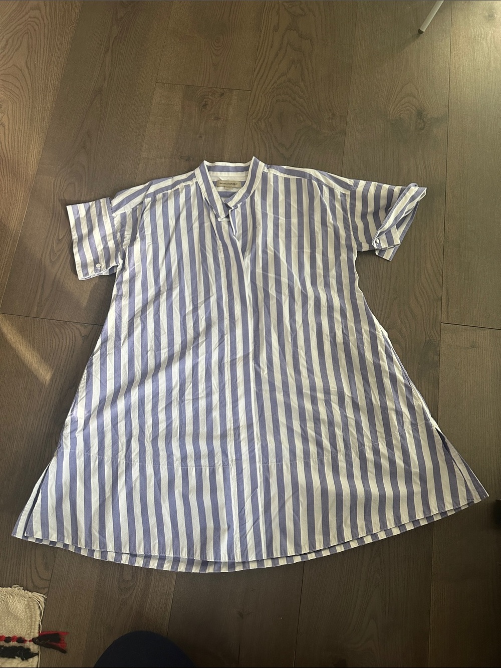 Blue and White Vertical Stripe Shirt Dress from Banana Republic